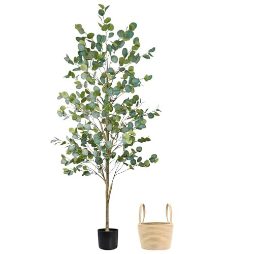 Caxchiling Faux Eucalyptus Tree 6FT, Artificial Potted Tree for Indoor Outdoor, Fake Floor Plants with Natural Wood Trunk, Home Office Living Room Bedroom Decor | Amazon (US)