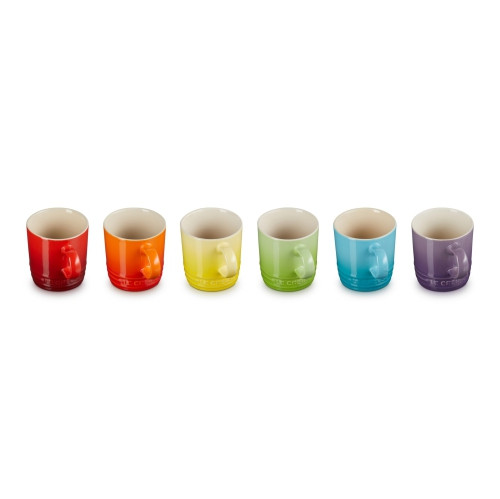 Le Creuset Set of 6 Rainbow Espresso Mug, Stoneware, 100 ml, Rainbow, 79114108359030 | Best Buy Canada