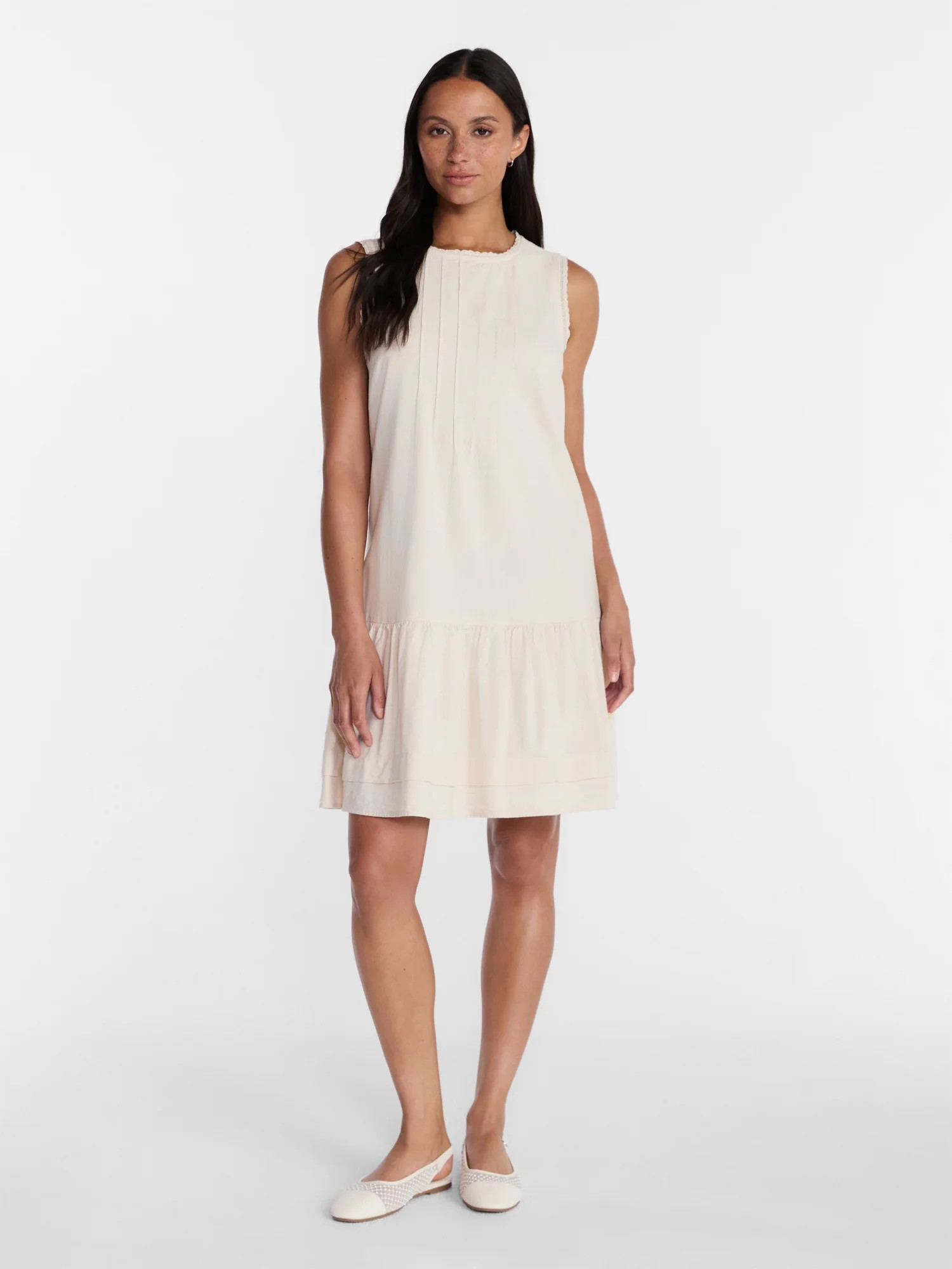 Time and Tru Women's Linen Blend Shift Dress, Sizes XS-XXXL | Walmart (US)