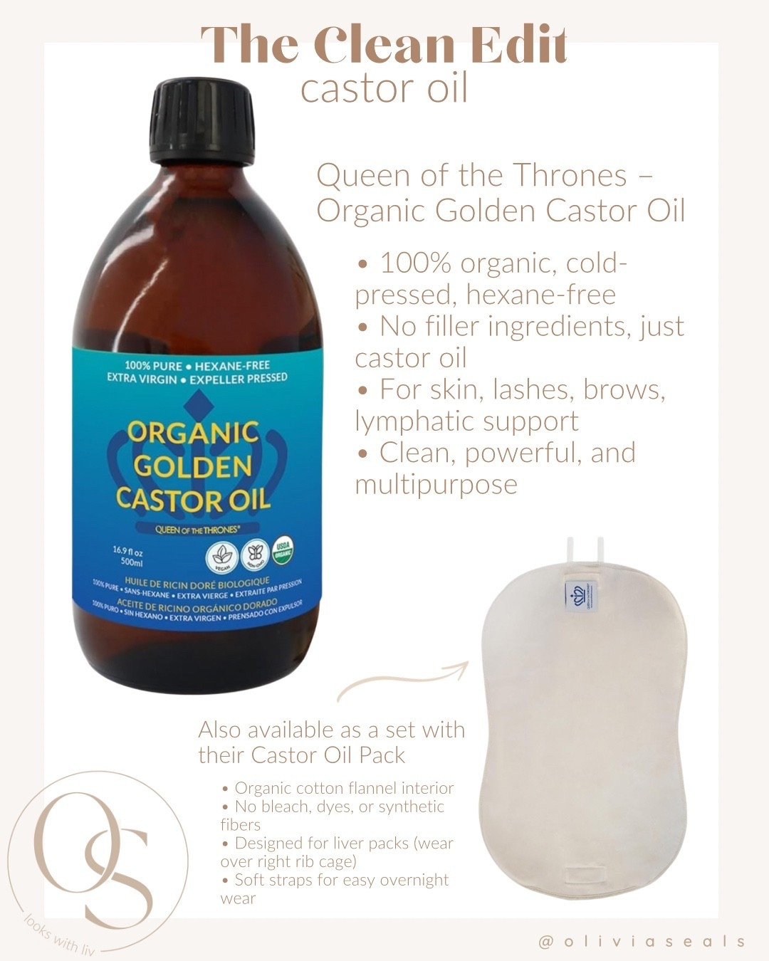 The Clean Edit: Castor Oil 🌿✨

I’ve started using this organic castor oil + reusable castor oil pack combo at night for lymphatic support, liver detox, and hormone balance. It’s part of my clean wellness routine and makes a difference with bloating, inflammation, and overall energy. The oil is cold-pressed, hexane-free, and made with just one ingredient: castor oil. 

#LTKFindsUnder100 #LTKFindsUnder50 #LTKBeauty