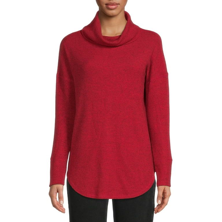 Time and Tru Women's Cowl Neck Waffle Tunic | Walmart (US)