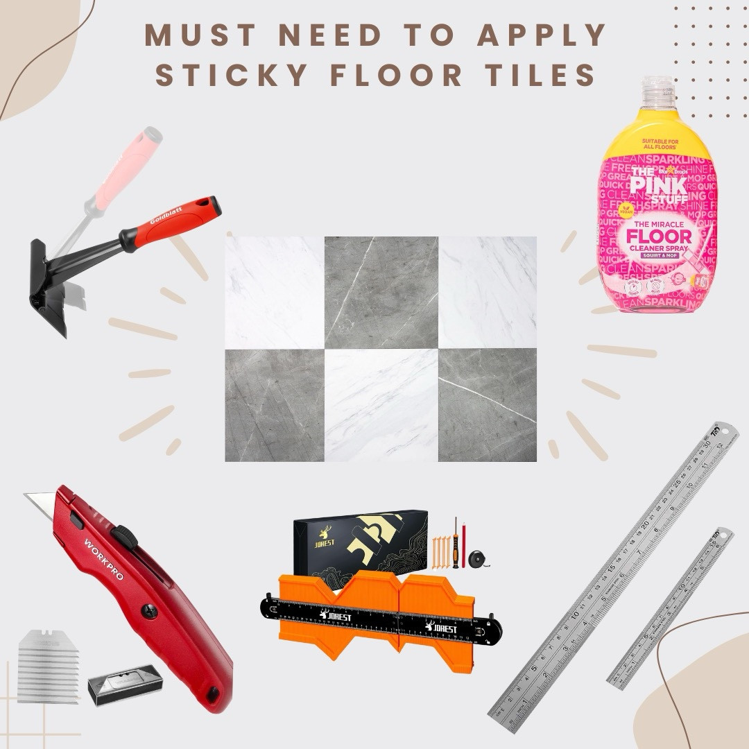 Stick on floor tiles are as easy as 1.2.3. 