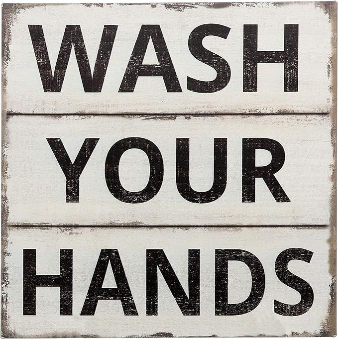 Barnyard Designs Wash Your Hands Sign Primitive Country Farmhouse Bathroom Quotes Home Decor Sign... | Amazon (US)