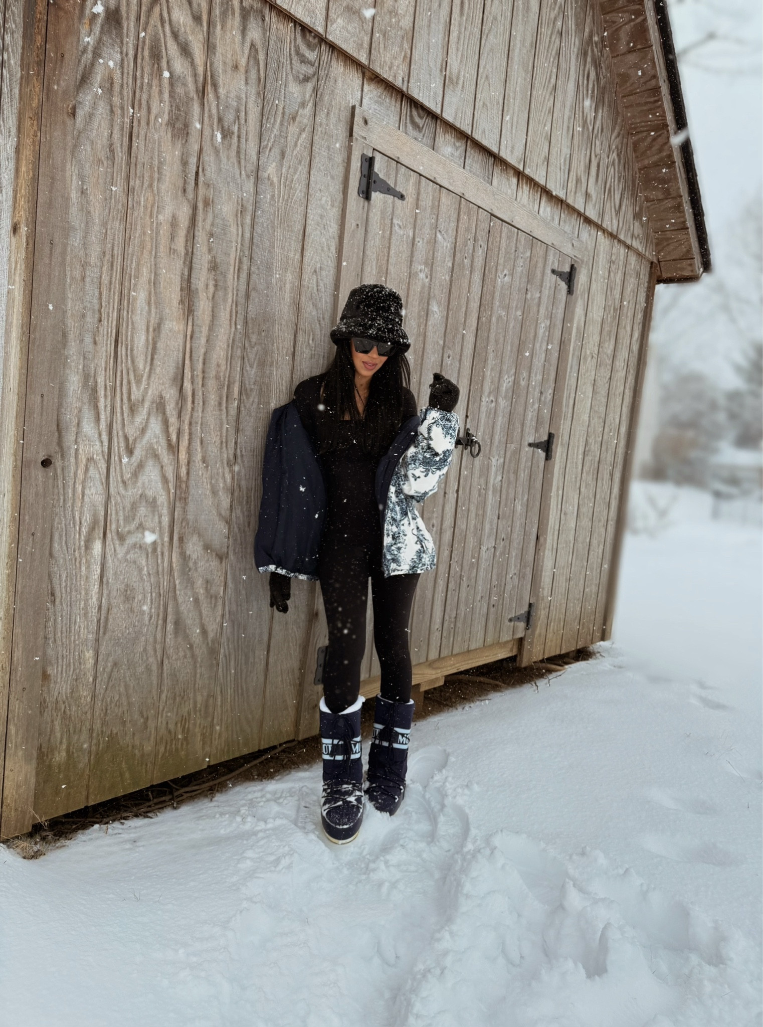 Today’s snow day outfit. Size XS in everything. Moon boots are true to size! 