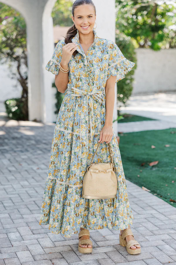 The Victorious Blue Floral Maxi Dress | The Mint Julep Boutique