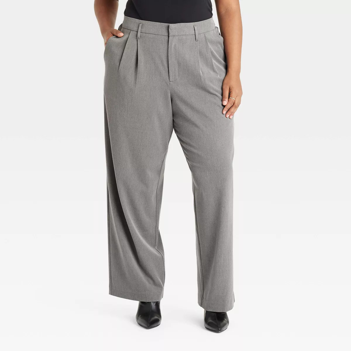 Women's High-Rise Straight Trousers - A New Day™ Gray 17 Long | Target