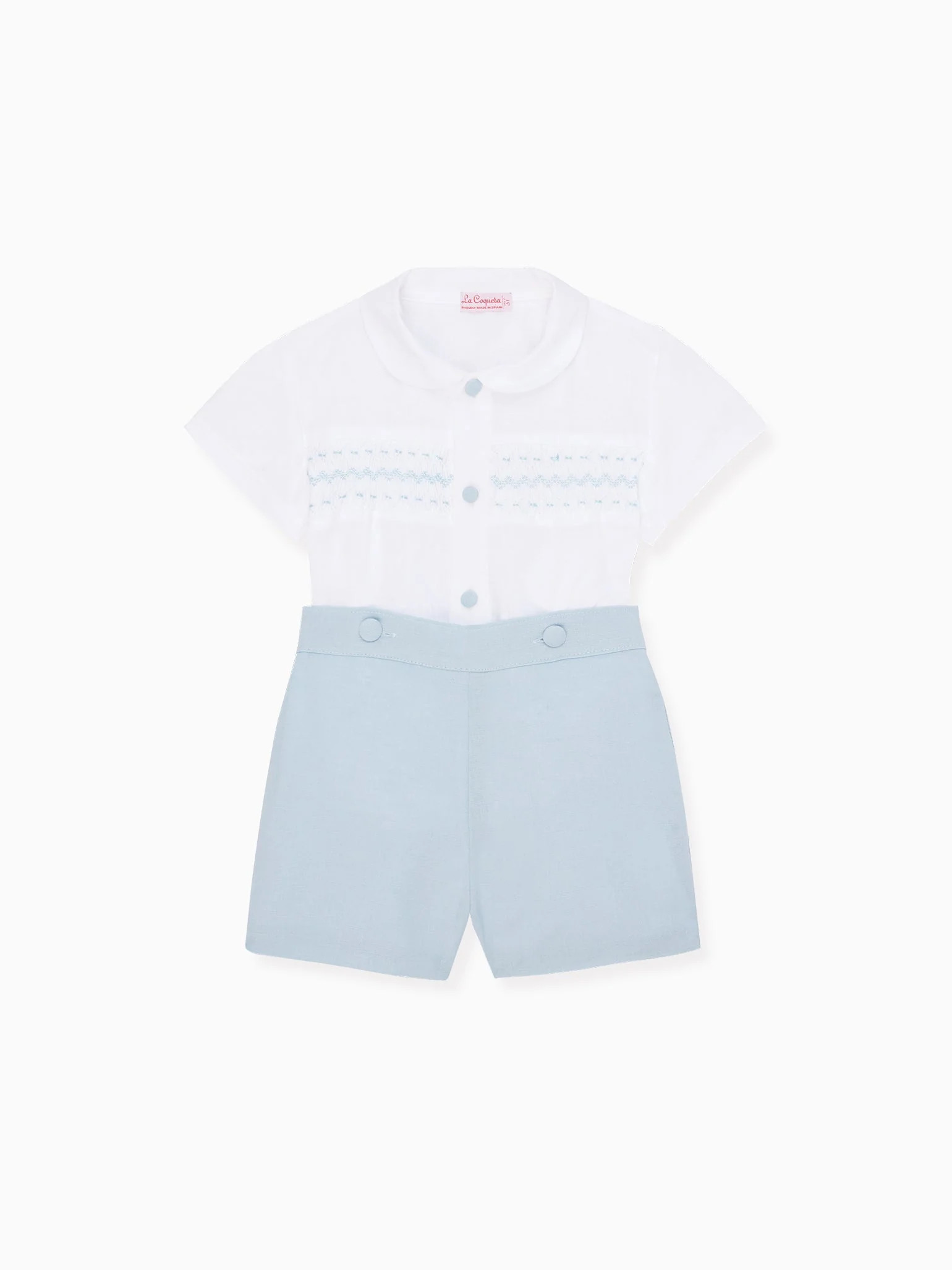 Blue Carlina Baby Boy Smock Set | La Coqueta (US)
