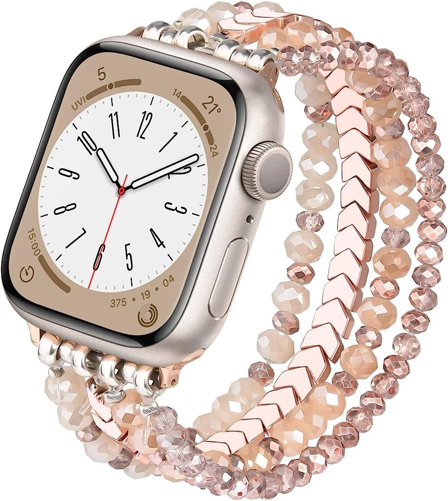 MOFREE Beaded Bracelet Compatible for Apple Watch Band 38mm 40mm 41mm 42mm 44mm 45mm Women,Fashio... | Amazon (US)