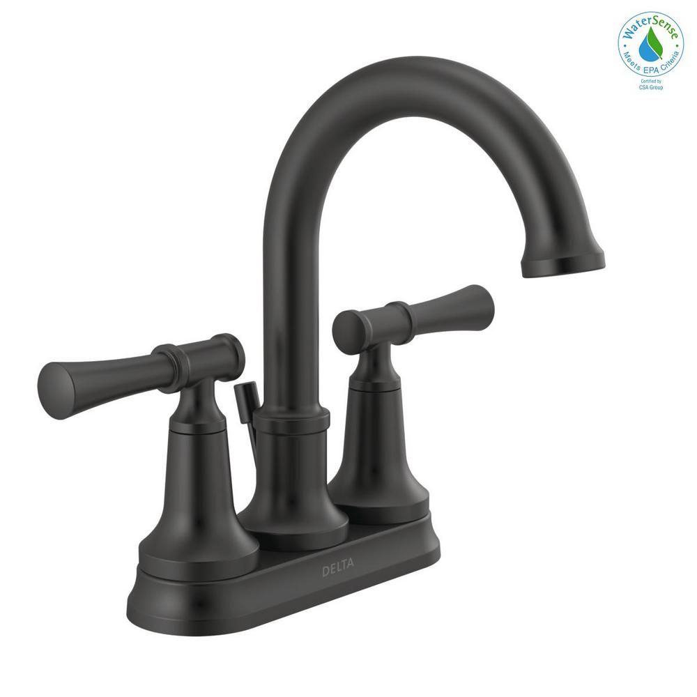 Chamberlain 4 in. Centerset 2-Handle Bathroom Faucet in Matte Black | The Home Depot
