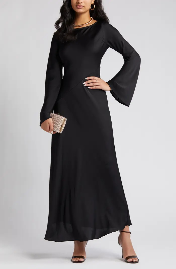 Cutout Long Sleeve Woven Maxi Dress | Nordstrom