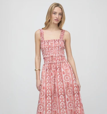The Azalea Maxi Nap Dress - Coral Corsica Paisley Coral Corsica Paisley / XXS | Hill House Home US