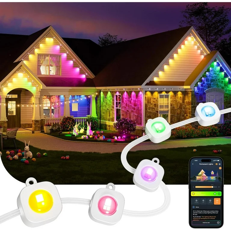 Linkind Permanent Outdoor Lights,100ft with 72 Triple-LED,AI Lighting,Smart RGBTW for Christmas L... | Walmart (US)