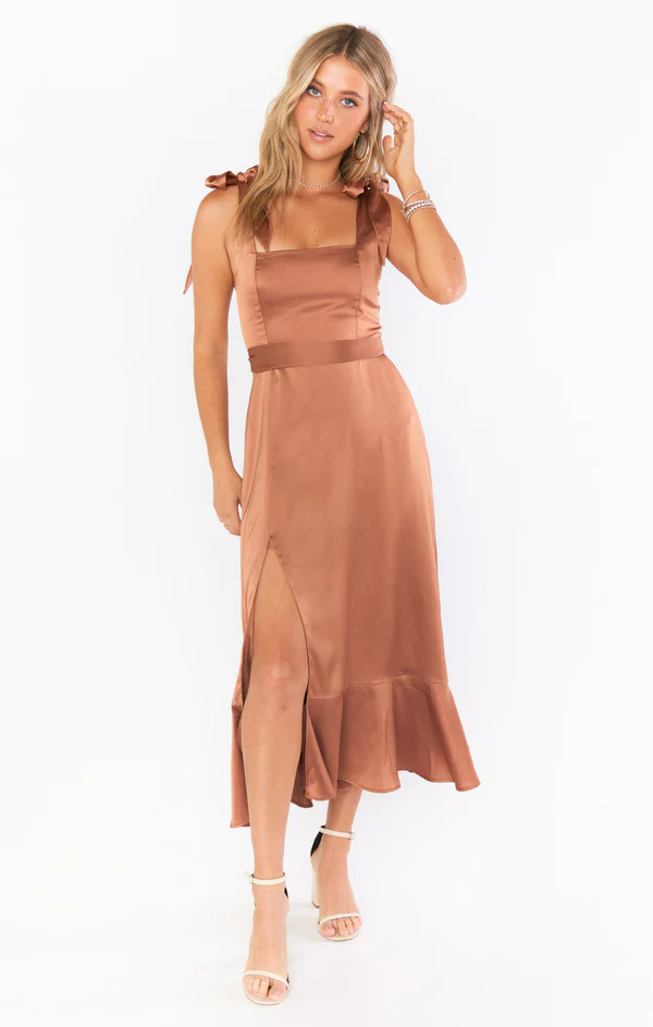 Claire Midi Dress ~ Copper Luxe Satin | Show Me Your Mumu