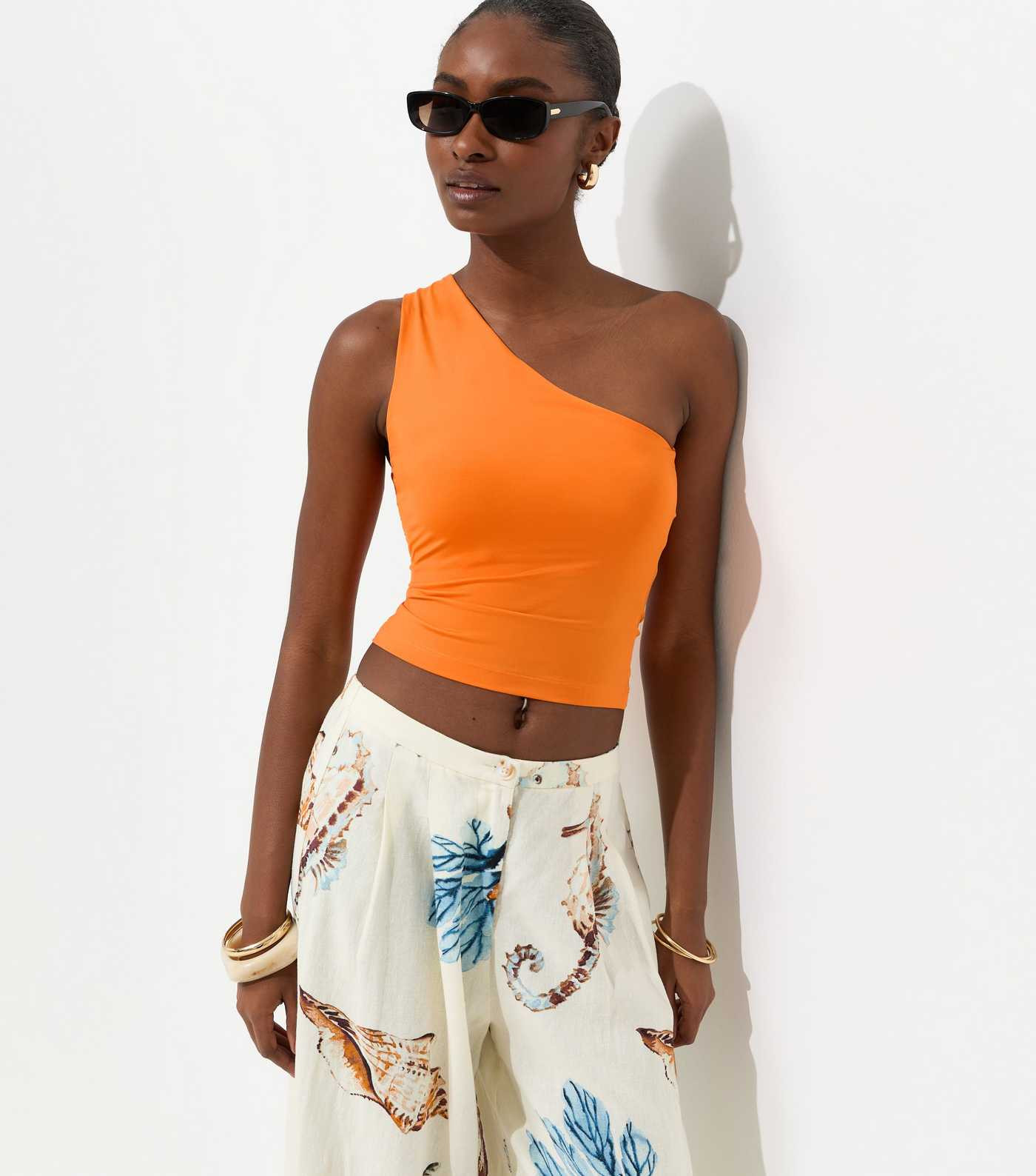 Bright Orange Slinky One Shoulder Top | New Look | New Look (UK)
