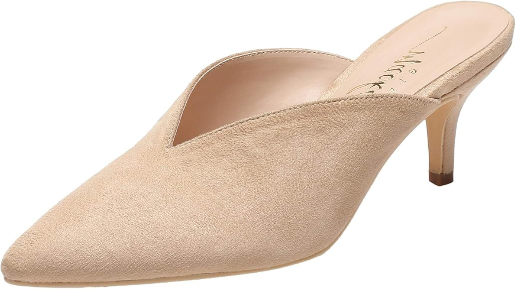 MACKIN J G224-1 Women Pointed Toe Slip On Kitten Low Heel Mules Pumps Slides | Amazon (US)