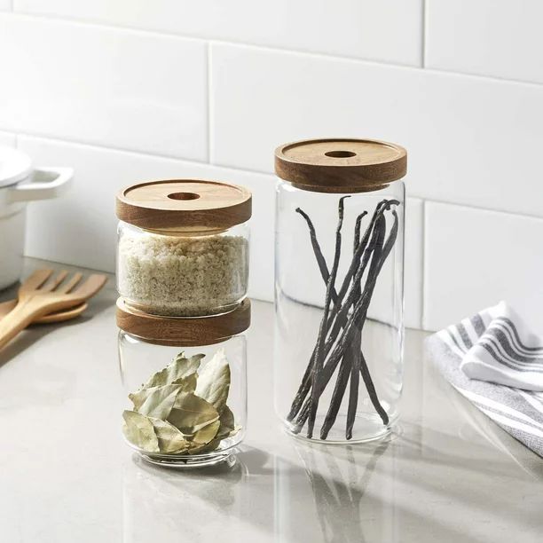 Better Homes and Gardens 3 Piece Glass Canister Set with Acacia Wood Lids | Walmart (US)