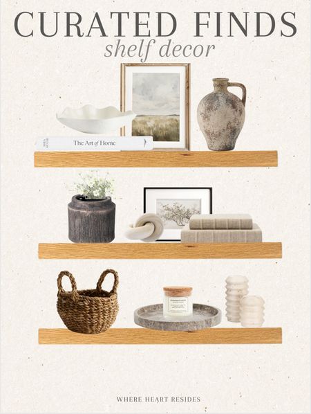 Curated finds: shelf decor 🤍 
Shelf styling, affordable shelf styling, floating shelves, home decor finds. 

#LTKfindsunder50 #LTKSeasonal #LTKhome