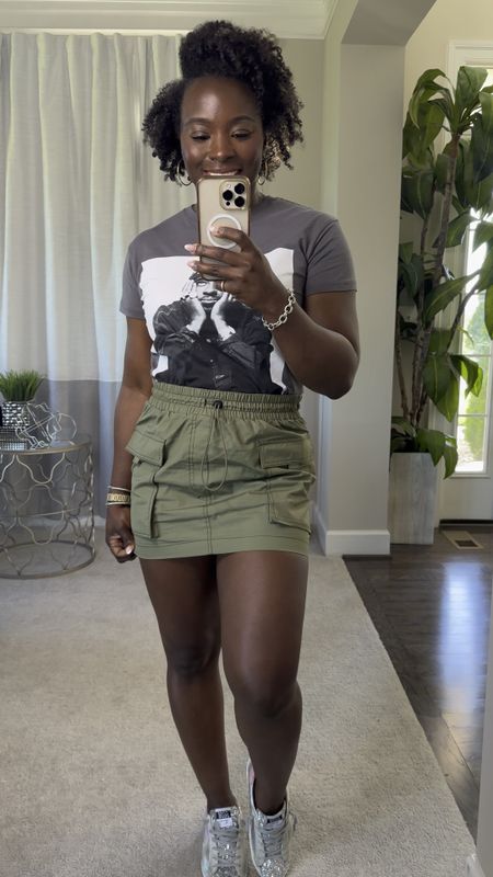 I absolutely love this skirt. This ootd is great for everyday. It’s so comfy! I have it in black as well! Target style, summer outfit, spring outfit, skirt, cargo skirt, graphic t shirt 

#LTKVideo #LTKFindsUnder100 #LTKFindsUnder50