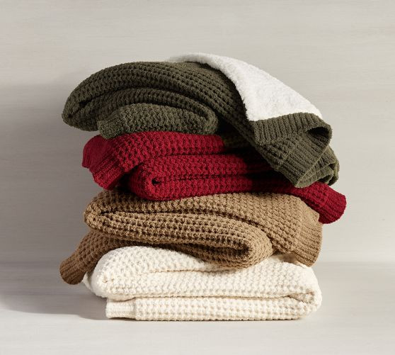 Chenille Waffle Sherpa Back Throw | Pottery Barn (US)