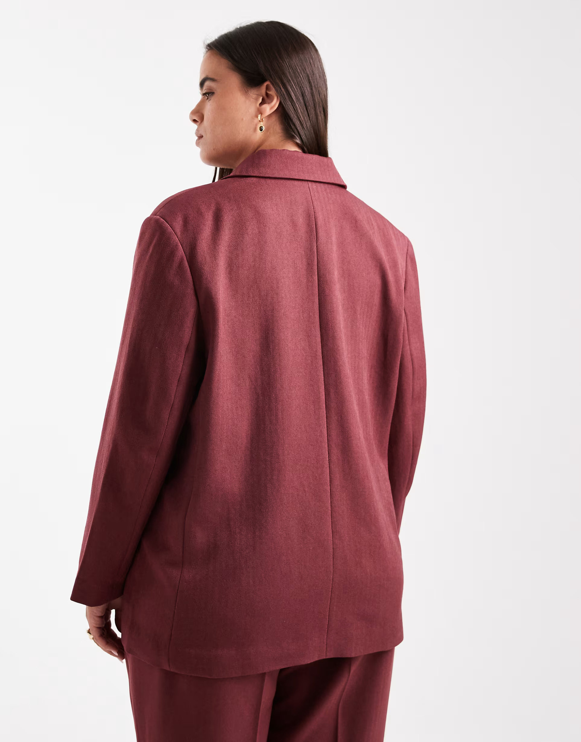 Vero Moda Curve – Eleganter Blazer mit Fischgrätenmuster in Burgunderrot, Kombiteil | ASOS | ASOS (Global)