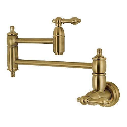 Kingston Brass KS3107AL Wall Mount Pot Filler Kitchen Faucet, Brushed Brass 20 x 2.63 x 8 | Amazon (US)
