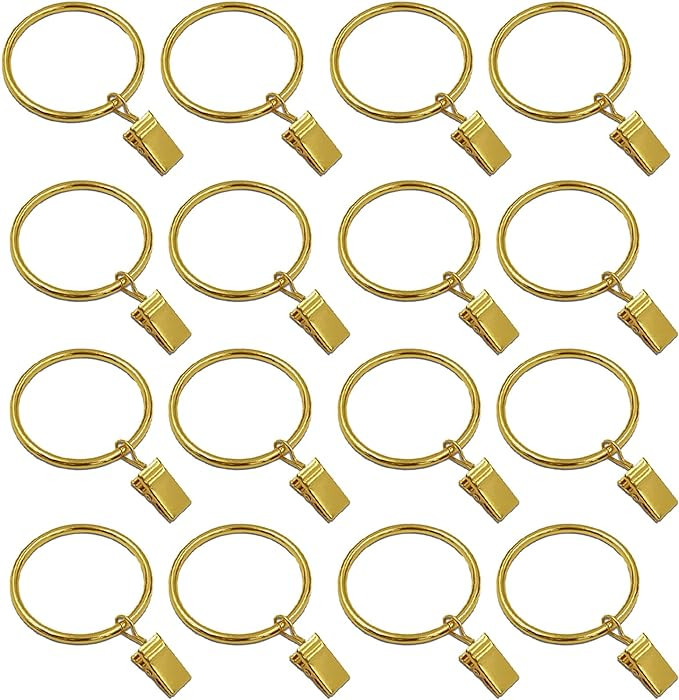 16 Pack Curtain Rings with Clips, Window Clip Rings Curtain Hooks Hangers Clip Rings for Hanging ... | Amazon (US)