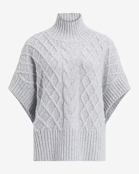 Cable Knit Turtleneck Oversized Sweater Vest | Express