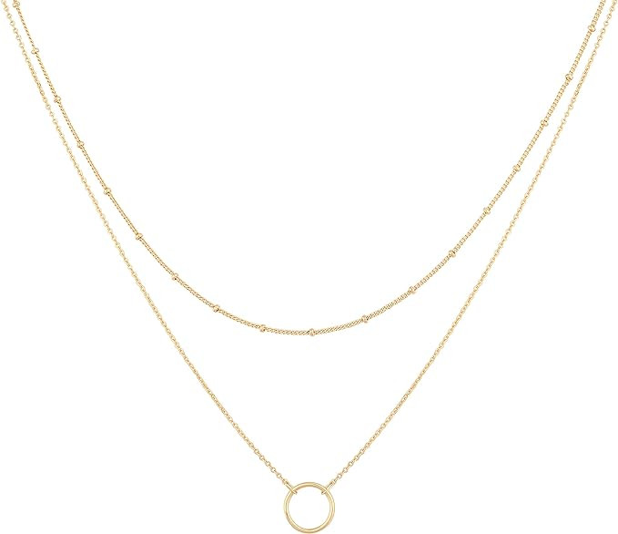 MEVECCO Layered Heart Necklace Pendant Handmade 18k Gold Plated Dainty Gold Choker Arrow Bar Laye... | Amazon (US)