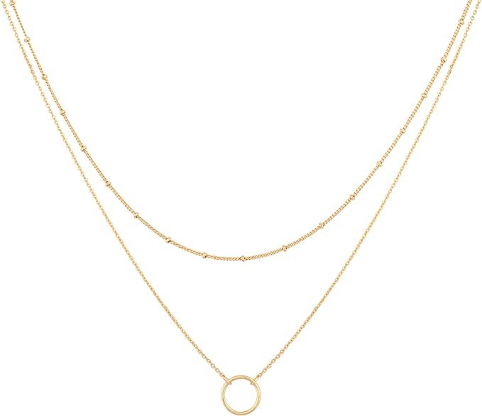 MEVECCO Layered Heart Necklace Pendant Handmade 18k Gold Plated Dainty Gold Choker Arrow Bar Laye... | Amazon (US)