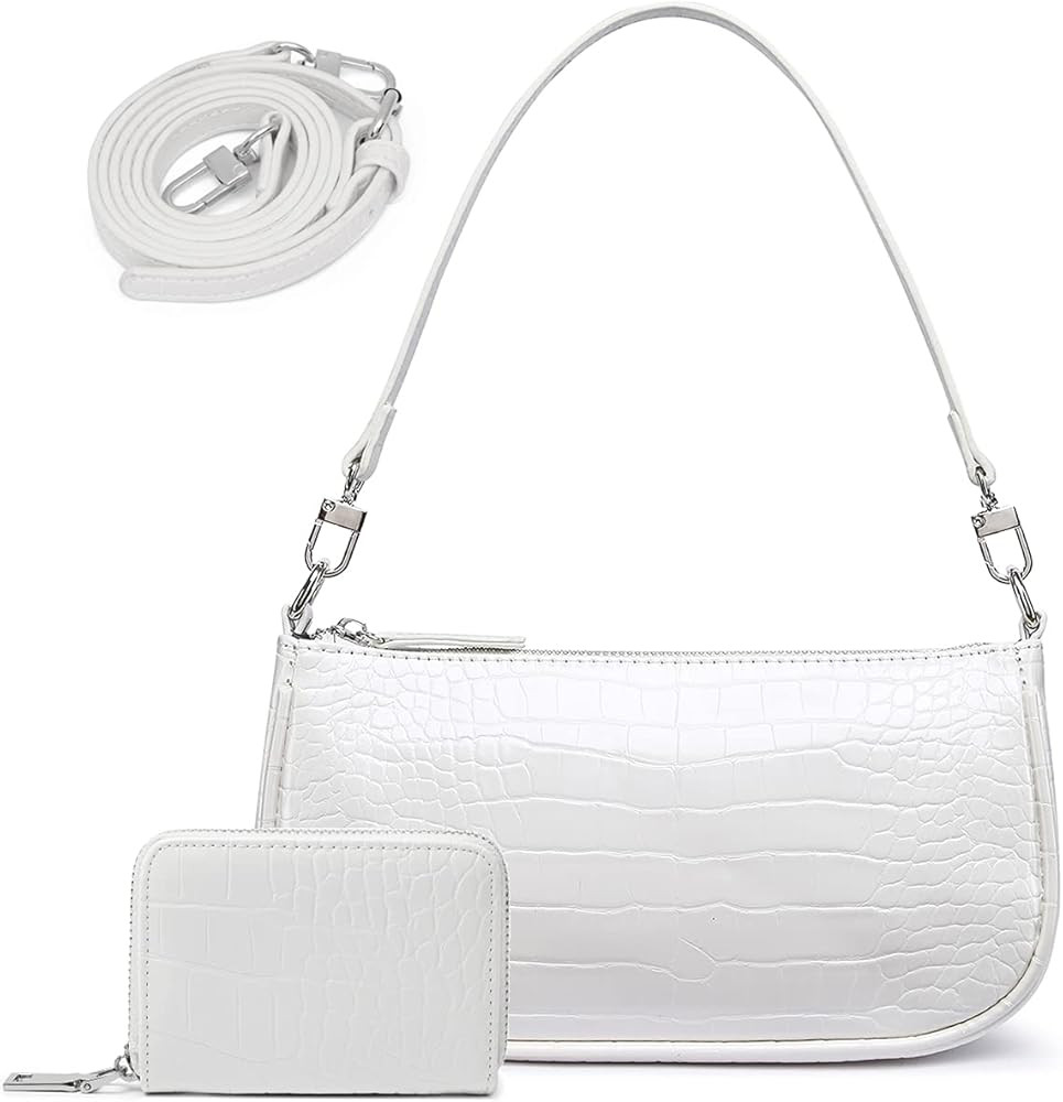 Shoulder Bag for Women 90s Trendy Purse Small Crocodile Clutch Y2K Fashion Mini Handbag with Cros... | Amazon (US)