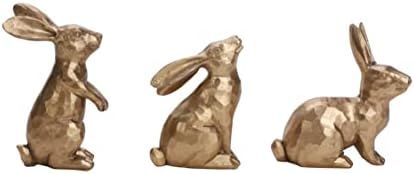 WONDROUS' DECO Resin Dark Gold Easter Bunny Figurines, Small Decorative Easter Bunny Statue Set o... | Amazon (US)