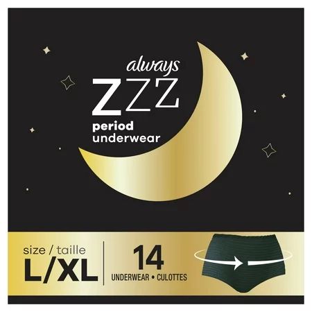 Always ZZZ Overnight Disposable Period Underwear 360° Coverage, Size LG, 14 Ct. | Walmart (US)