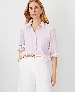 Striped Cotton Relaxed Perfect Shirt | Ann Taylor (US)
