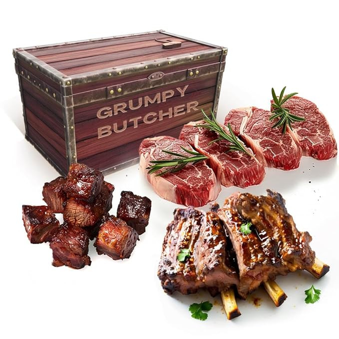 Grumpy Butcher Steakhouse Variety Meats Gift Box - 4 Sirloin Steaks, Smoked Beef Brisket and Brai... | Amazon (US)