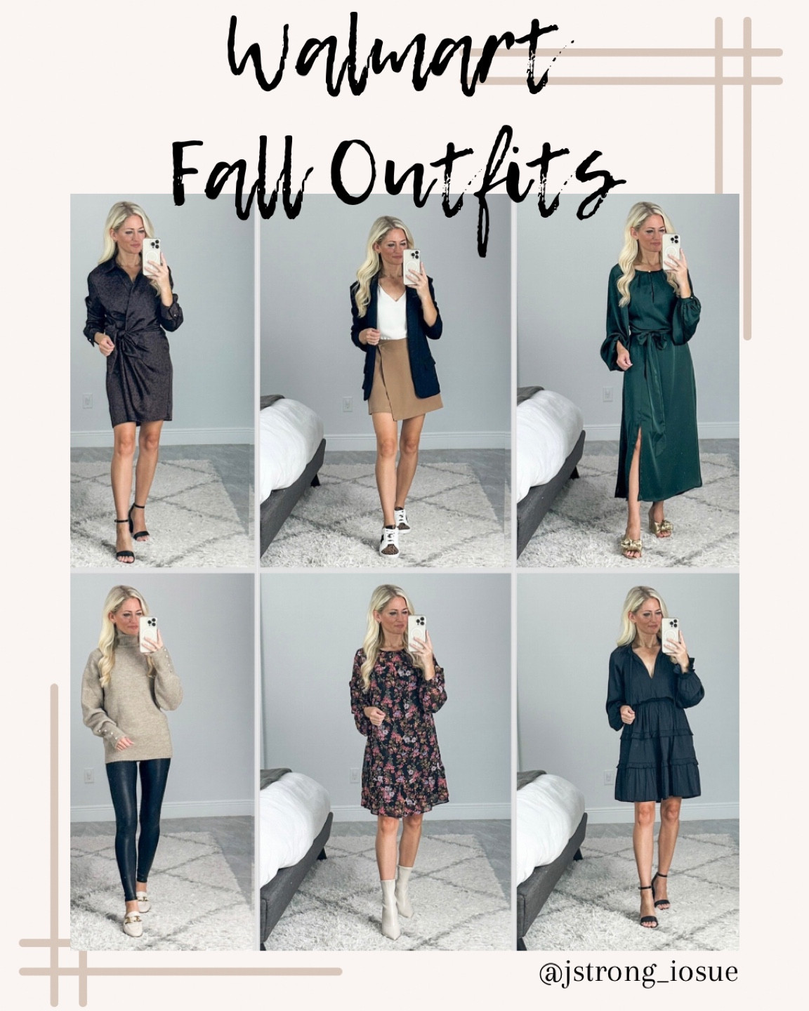 Walmart Fall outfits! Wedding guest, date night, elevated causal and a cozy sweater! wearing XS, skort runs big so I recommend sizing down. The blazer is amazing and I’ve had mine for a couple years, they keep bringing it back because it sells out every season. It’s soft and petite friendly. The black floral dress is bump friendly. The Pearl turtleneck sweater is back for another season too! It sold out last year! More color options in everything! 
