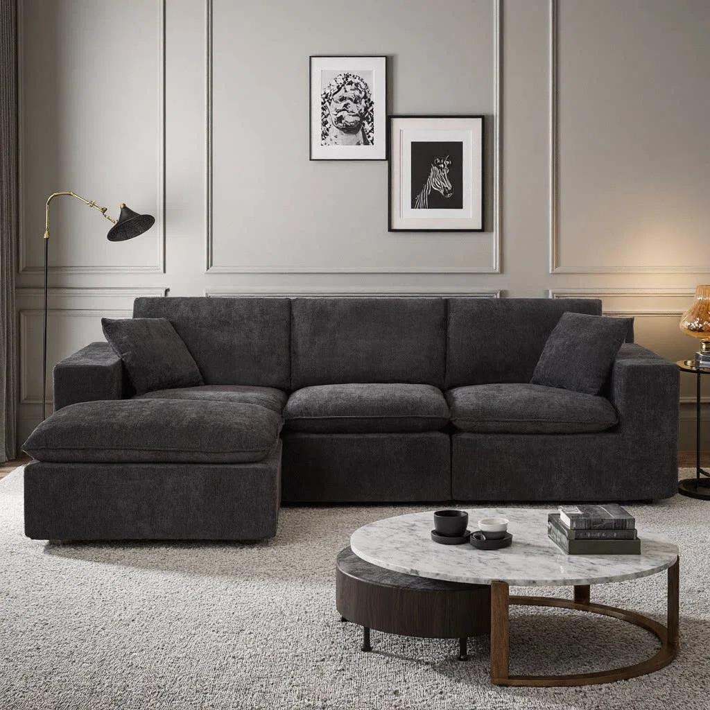 Wrought Studio 108" Modular Cloud Sofa with Chenille Upholstery | Freely Combinable Sectional Cou... | Wayfair North America