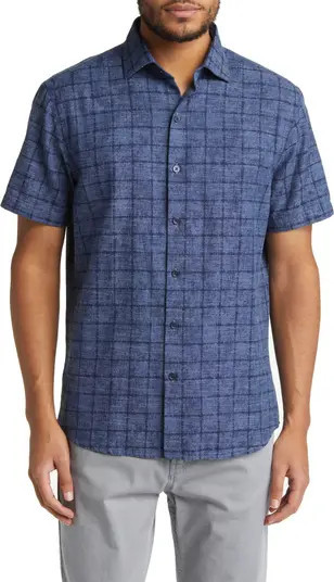 Robert Barakett Pietro Check Short Sleeve Button-Up Shirt | Nordstrom | Nordstrom