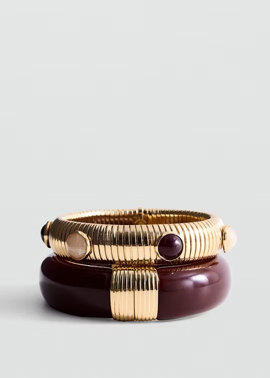 Pack of 2 bracelets with an irregular design gold - Women - One size - MANGO | Mango (US/MX/AU)