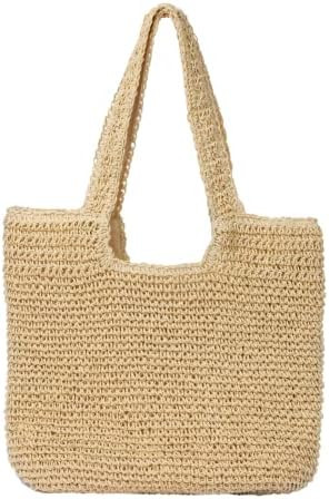 GOLDTIMO Beach Bags for Women - Summer Soft Large Woven Shoulder Purse Handbag, Beach Tote Straw ... | Amazon (US)
