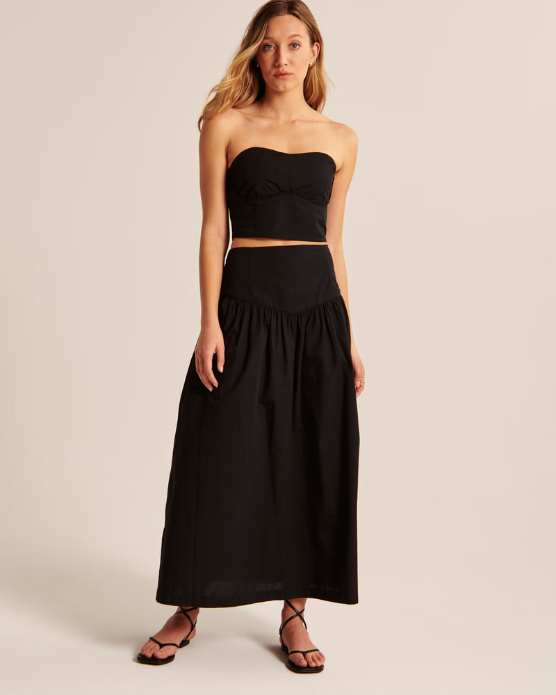 Drop-Waist Poplin Maxi Skirt | Abercrombie & Fitch (US)