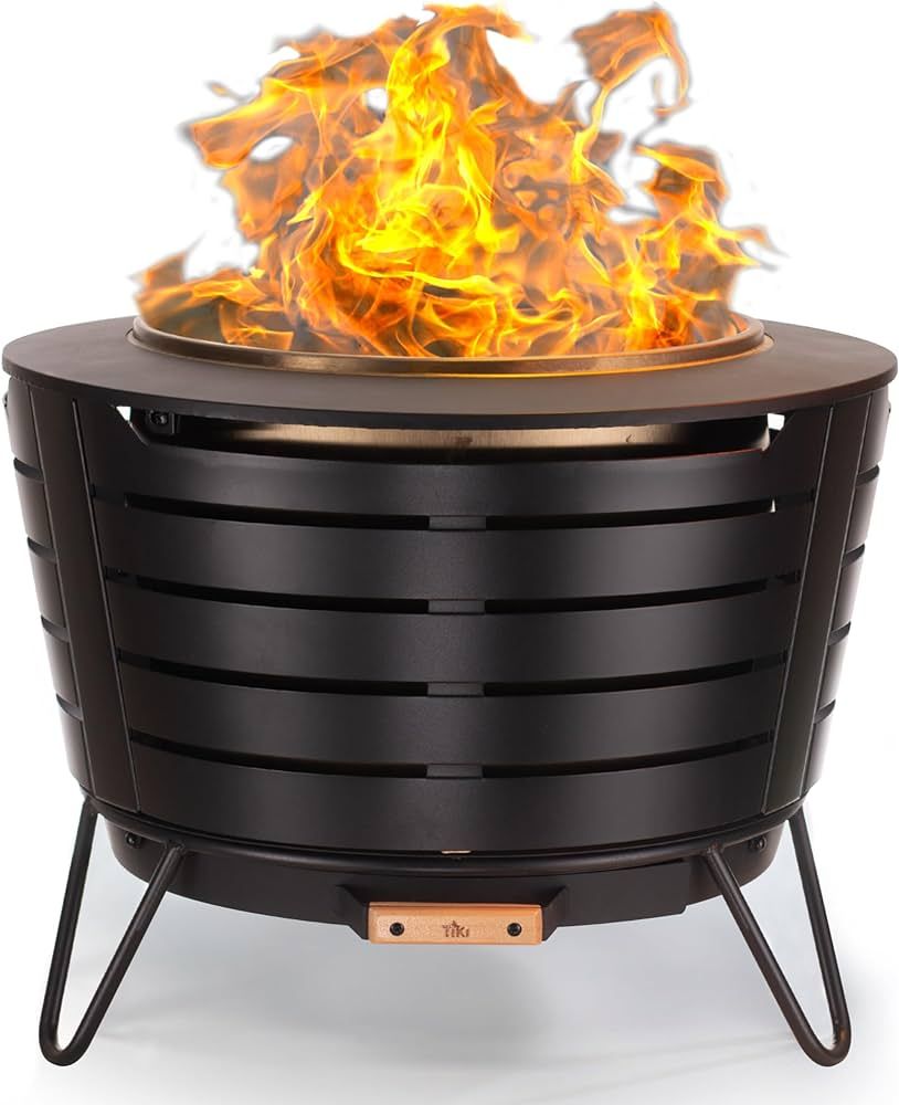 TIKI Brand Smokeless 24.75 in. Patio Fire Pit, Wood Burning Outdoor Premium Fire Pit - Includes W... | Amazon (US)