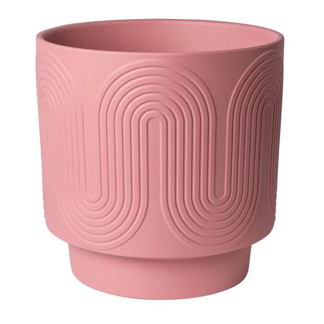 Better Homes & Gardens Pottery 10" Amy Wave Ceramic Planter, Pink | Walmart (US)