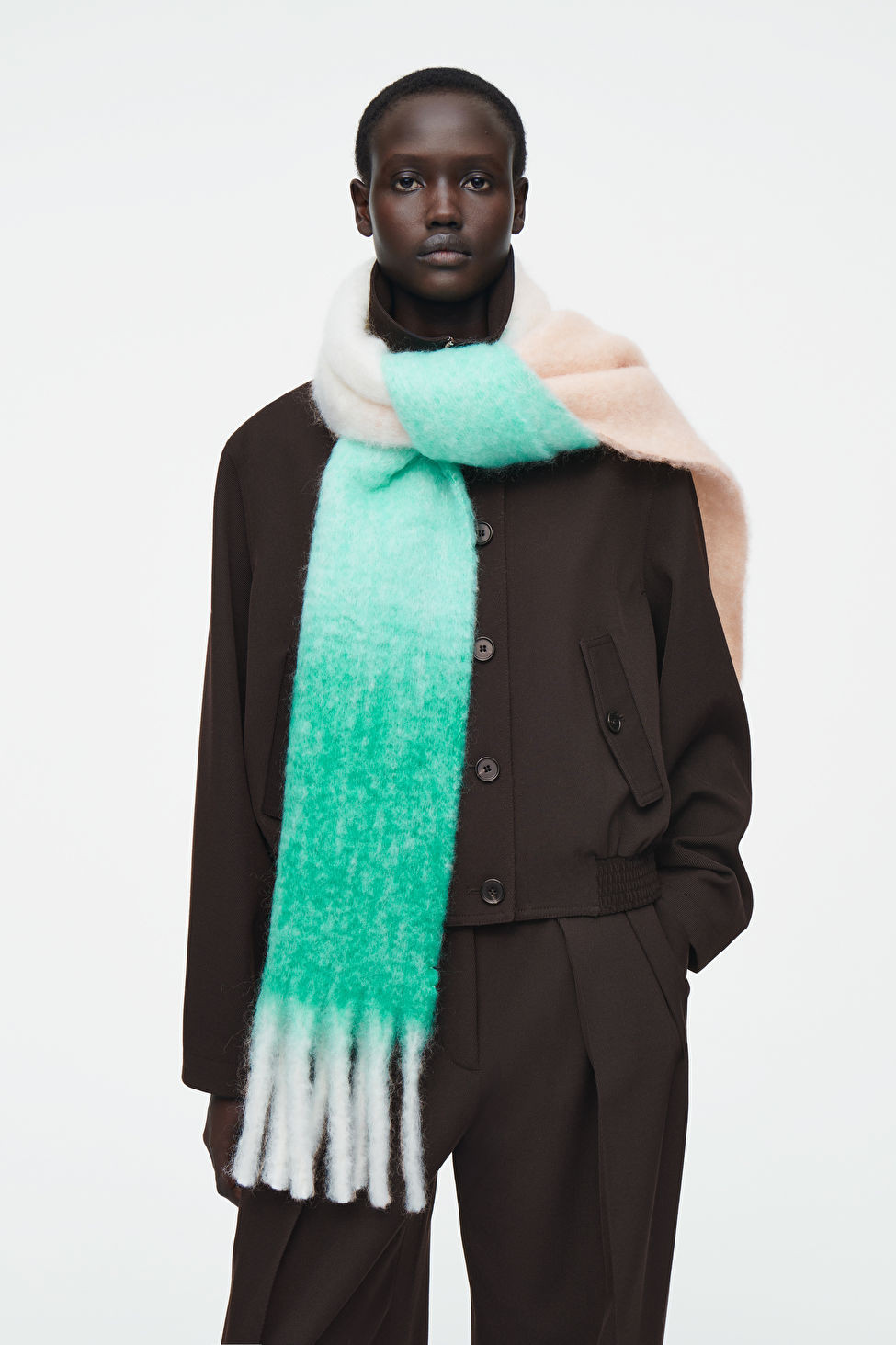 FRINGED BRUSHED-MOHAIR SCARF | COS (US)