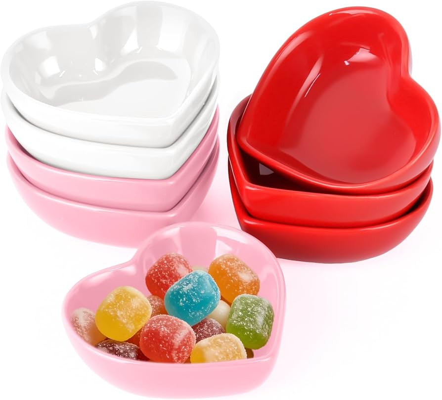 8PCS Heart Shaped Bowl Heart Bowl For Candy Lovers, Office Desk Decor, Home Snack Display, Valent... | Amazon (US)