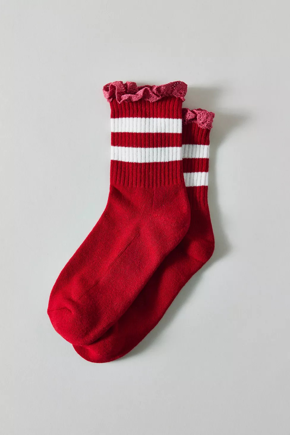 Lace-Trim Striped Athletic Sock | Urban Outfitters (US and RoW)