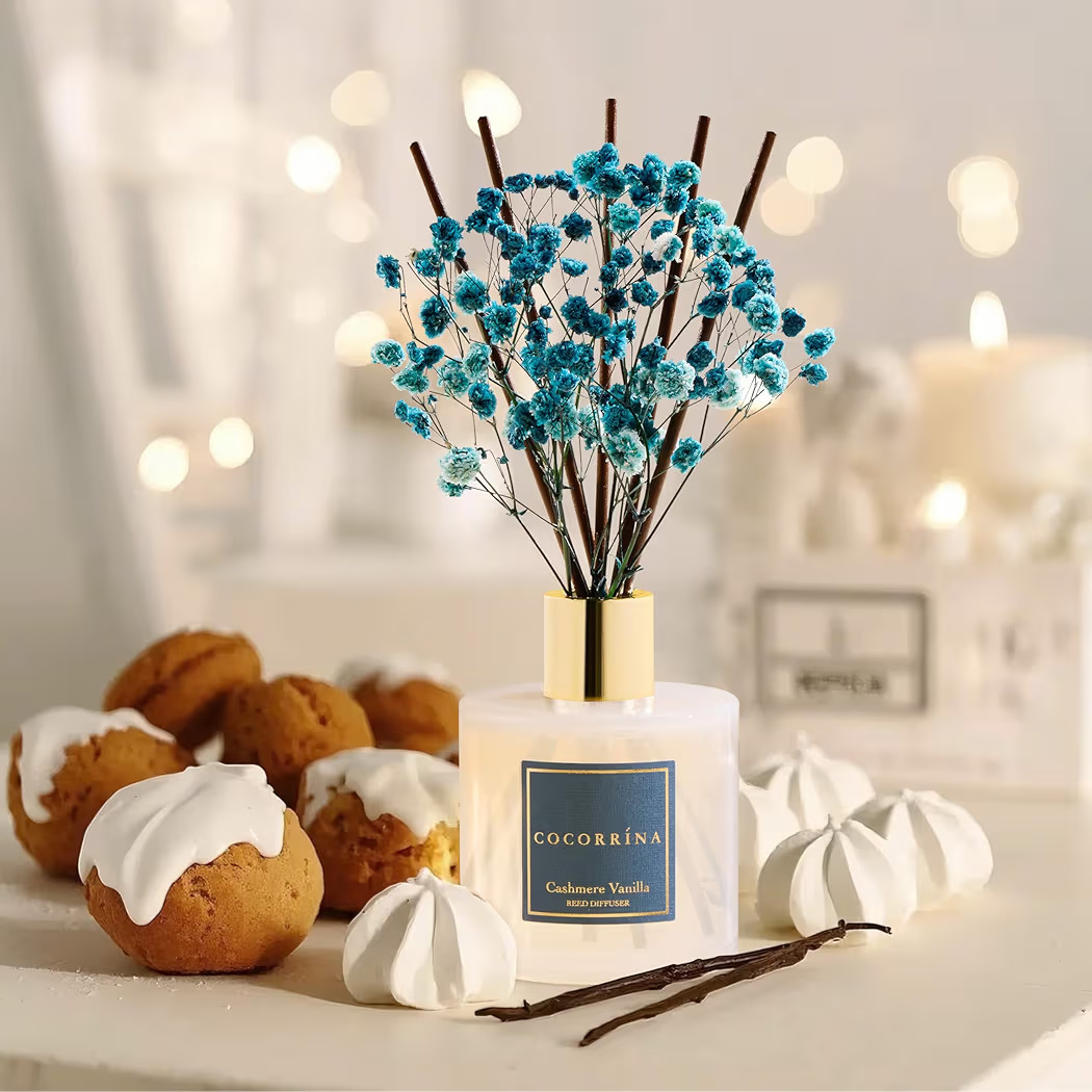 Cocorrína Premium Reed Diffuser Set with Preserved Baby's Breath & Cotton Stick Cashmere Vanilla... | Amazon (US)