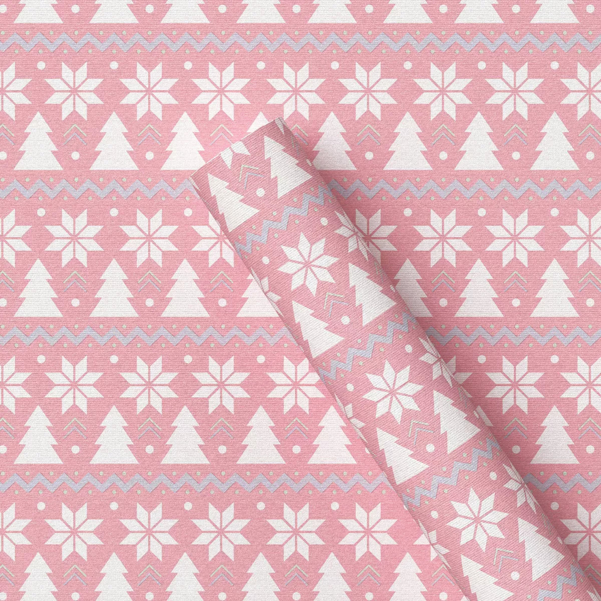 20 sq ft Fair Isle Print Christmas Gift Wrap Pink - Wondershop™ | Target