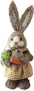 Alapaste Standing Easter Bunny Figures,14.2inch Funny Sisal Easter Bunny Holding Carrot for Party... | Amazon (US)