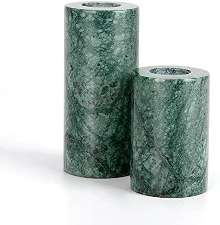 WORHE Candle Holders True Natural Marble with 0.35" Thick, Set of 2 Decorative Candlestick Holder... | Amazon (US)