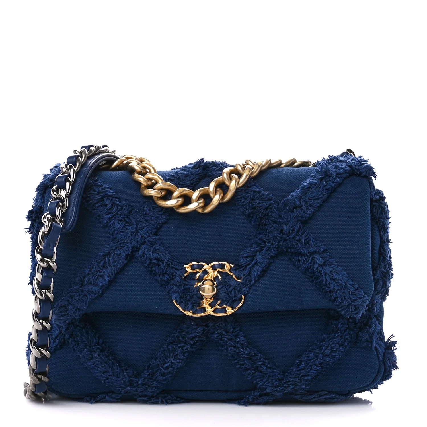 Cotton Canvas Quilted Medium Chanel 19 Flap Navy Blue | FASHIONPHILE (US)